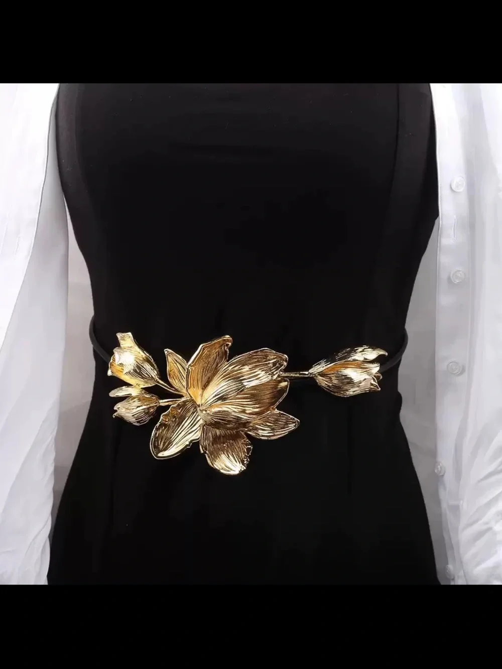 Vintage Gold Floral Statement Belt - Women's Accessory size-adjustable